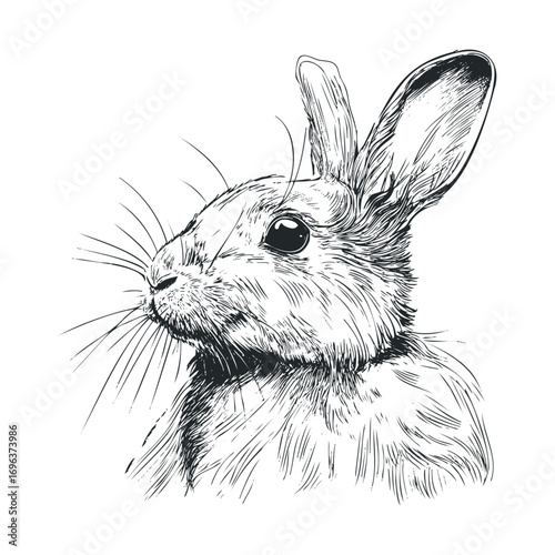 Elegant rabbit illustration for Easter celebration and seasonal design. Vector hand drawn illustration