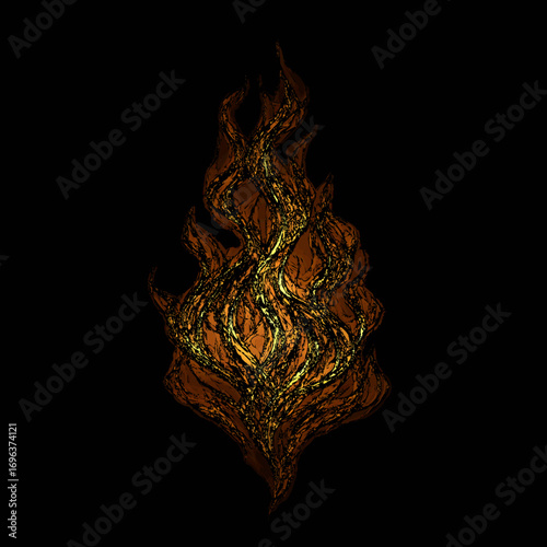 Flames dance in an artistic representation displaying vibrant colors and intricate designs