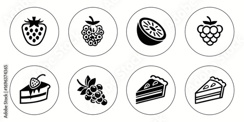 Set of Fruit and Cake Icons