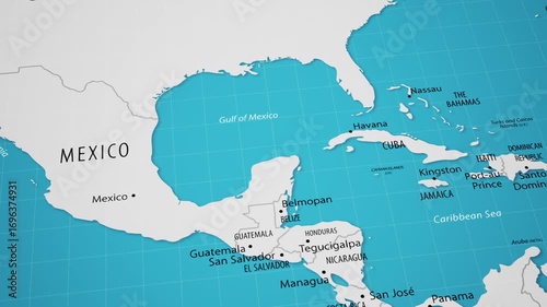 3D animated map of Central America with a smooth camera flyover.