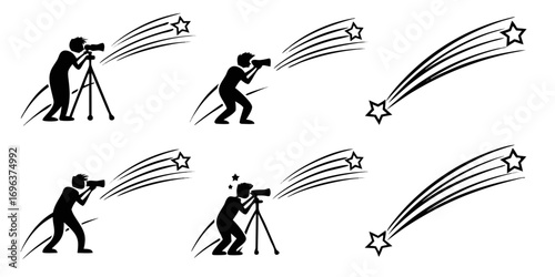 Silhouette photographers capturing shooting stars