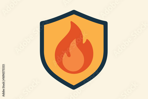 Fire Shield Icon - Protection and Security Symbol.