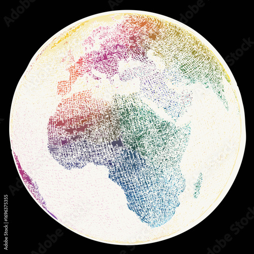 Colorful representation of the African continent on a textured globe showcasing diverse geography and cultural richness