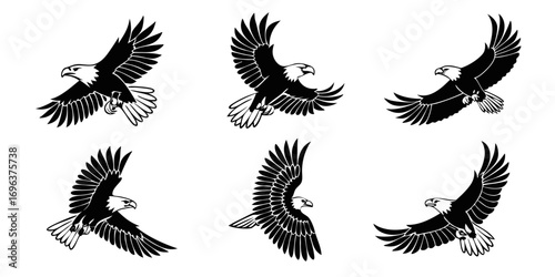 Six Stylized Eagles in Flight