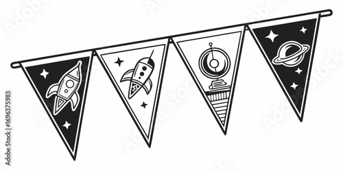 Space Themed Bunting Flags Decoration