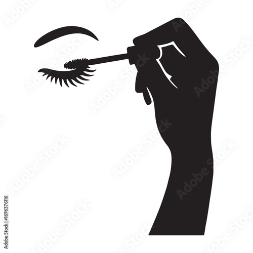 Vector art of silhouette of a hand applying mascara