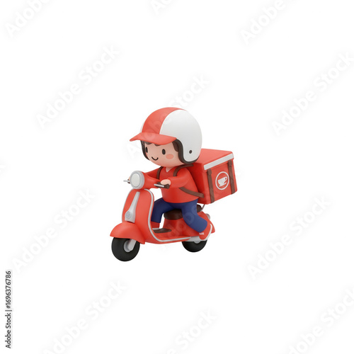 Adorable Cartoon Delivery Boy Riding A Red Scooter On A Transparent Background