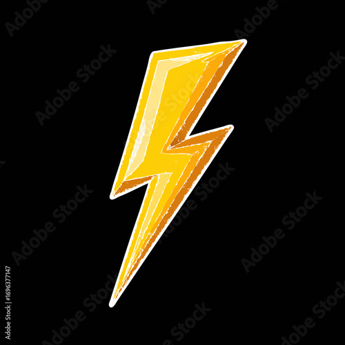 Bright yellow lightning bolt symbol with bold design against a black background creating a striking visual impact