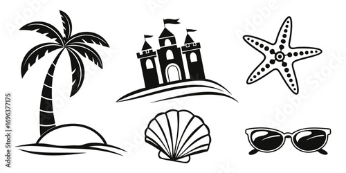 Tropical Beach Vacation Icons Collection