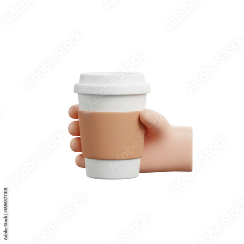 Hand Holding Coffee Cup With Sleeve On A Transparent Background
