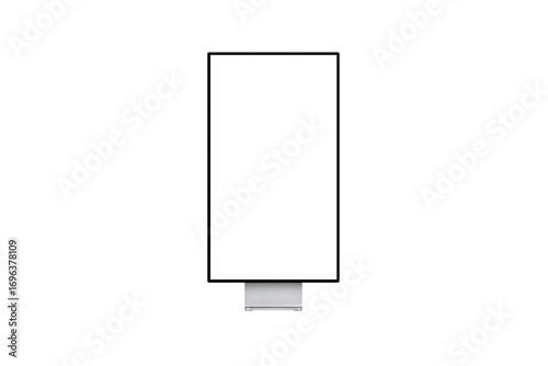 Vertical display screen mockup – realistic tall digital signage or monitor with blank screen for UI, app, website, branding, product presentation, and technology showcase