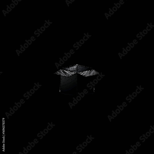 Mysterious cave entrance in a dark environment with visible natural textures and shadows