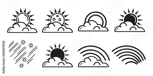 Weather Icons Collection: Sun, Clouds, Rainbow, Snow