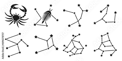 Zodiac Constellations and Scorpion Symbol Collection