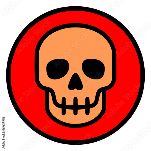 Bold warning sign with skull symbol for danger, caution, and safety awareness in hazardous situations