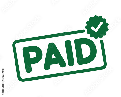 Bold Green "PAID" Stamp with Checkmark Icon
