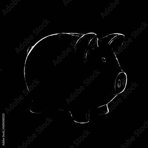 Piggy bank in black silhouette against a solid dark background highlighting savings and finance concepts