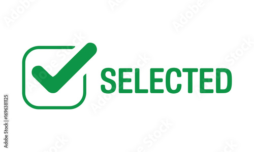 Green checkmark icon indicating selection on a white background.