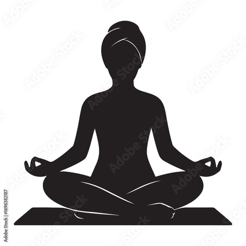 Vector art of silhouette of woman in lotus position