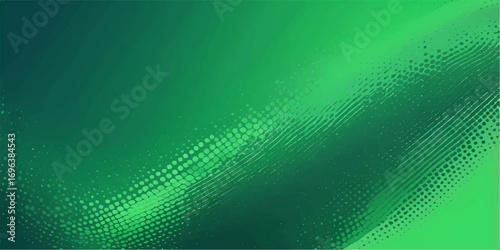 Abstract green vector design with a dotted pattern and futuristic light wave texture