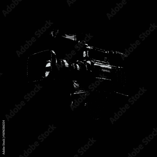 Vintage movie camera captures creativity in black and white during nighttime shoot