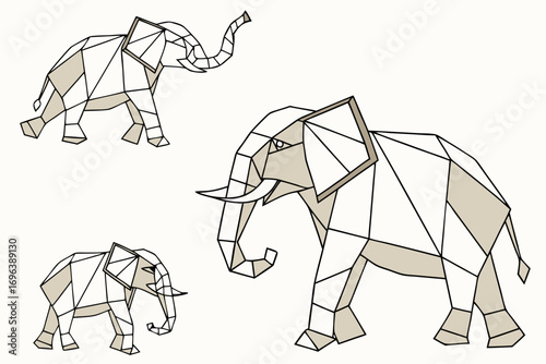 Geometric elephants in a minimalist style