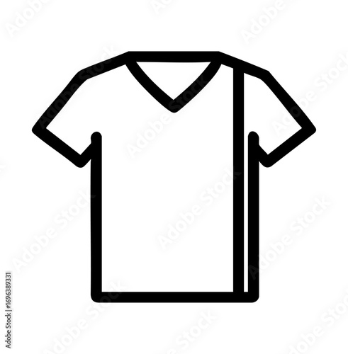 Icon of a simple, short-sleeved t-shirt, depicted in bold black lines.