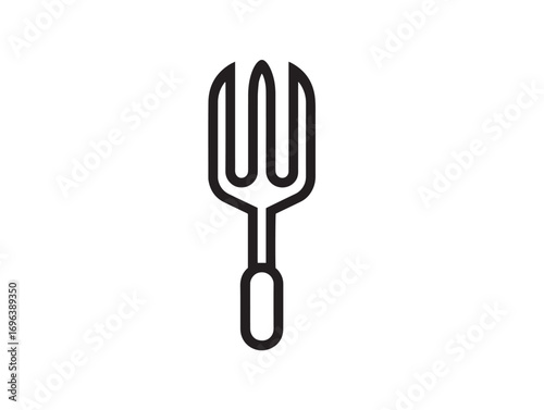 Professional Gardening Fork Tool Icon in Stylish Clean Vector Artwork