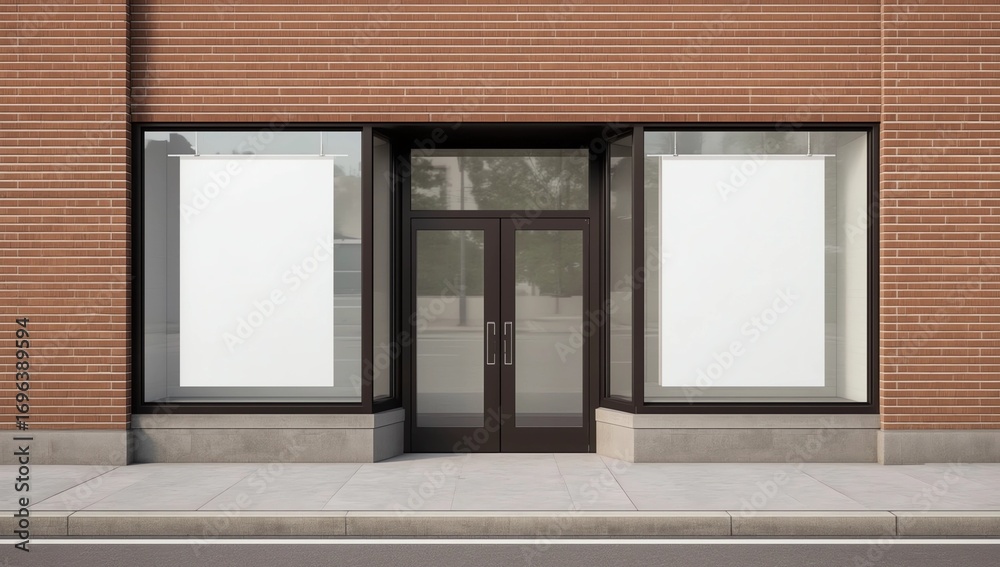 Fototapeta premium Modern storefront with empty banner
