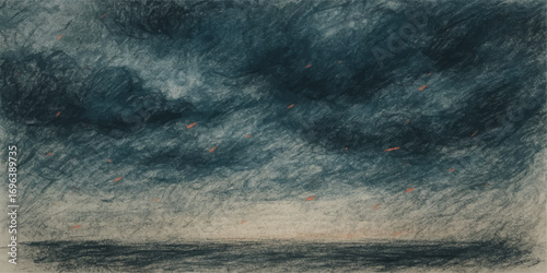 Abstract sky storm cloudscape background with a dark blue grunge effect