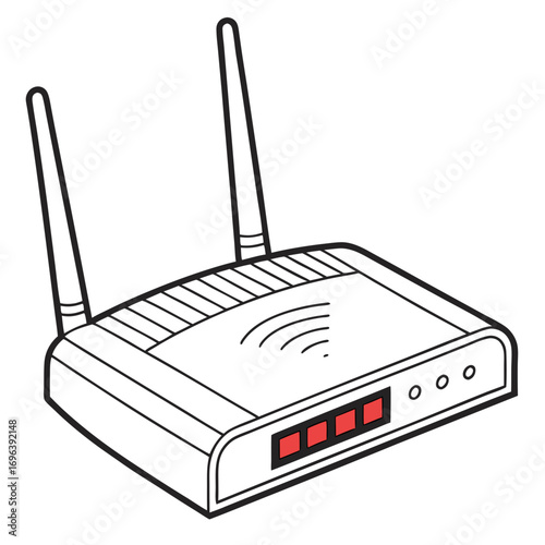 Modern wireless router with antennas and indicator lights for home or office network connectivity
