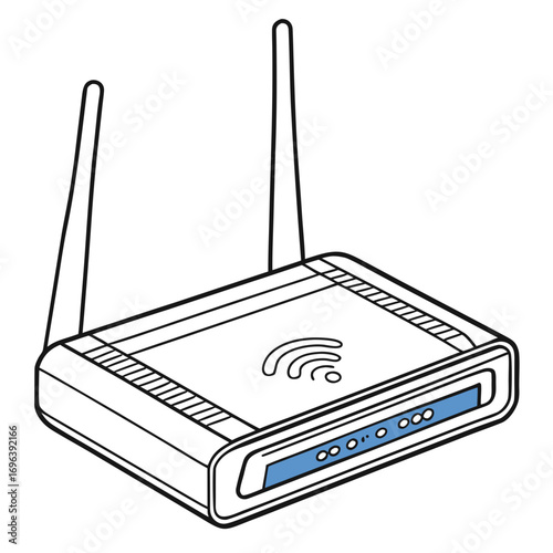 Modern wireless router with antennas and indicator lights a symbol of internet connectivity and home networking