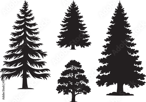 set of fir tree silhouette. Christmas and New Year design elements. Christmas trees