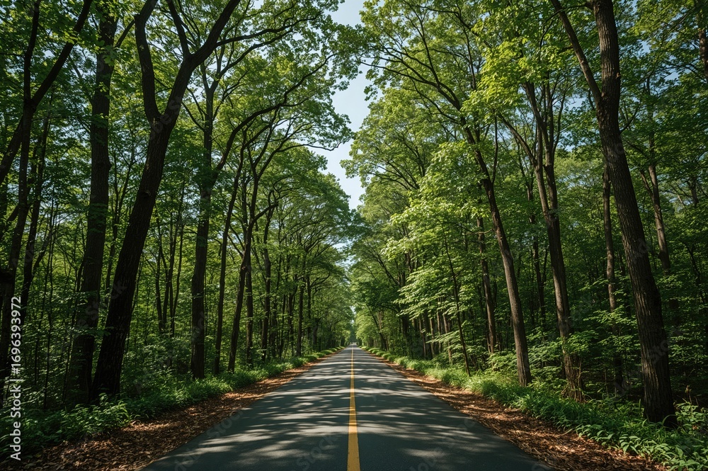 Obraz premium Lush Green Scenic Woodland Lane