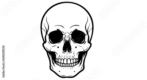 Skull simple black and white vector graphic design