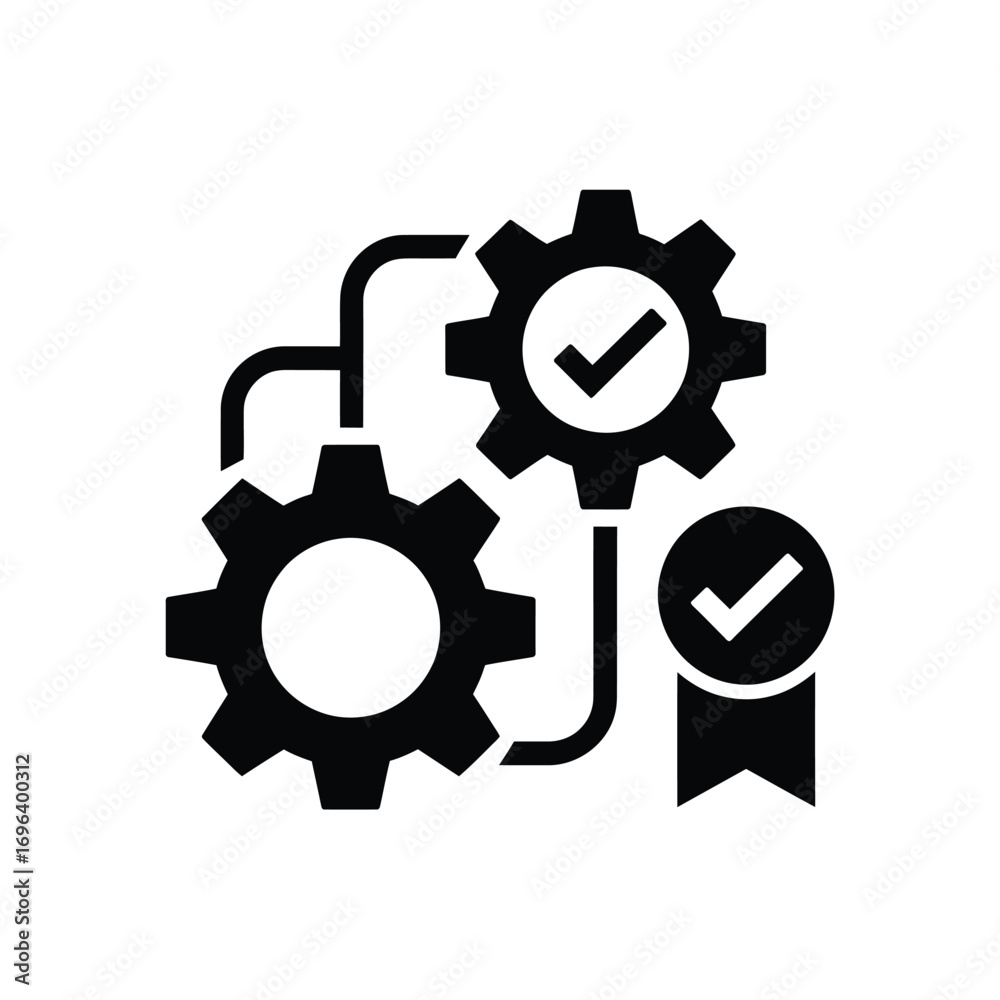Obraz premium Gears and checkmarks representing successful process or workflow
