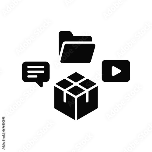 Digital asset management and content creation icons