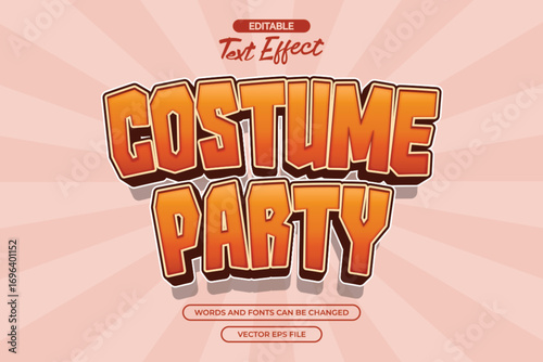 Costume party editable text effect with 3d cartoon text style