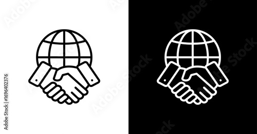 International Cooperation White Icon Set Design