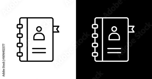 Phone Book White Icon Set Design