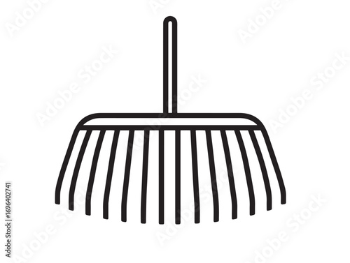Stylish Garden Rake Symbol in Clean Line Drawing Style