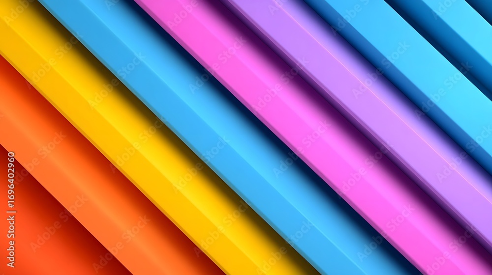 Fototapeta premium An abstract background of vibrant diagonal lines in a variety of vivid colors, creating a modern and geometric pattern.