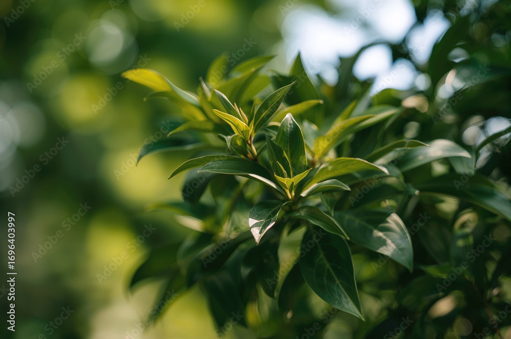 Fototapeta premium Commonly chosen plants for decorative purposes featuring a soft-focus backdrop and natural illumination