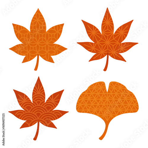和柄の秋の葉デザイン｜Patterned Autumn Leaves