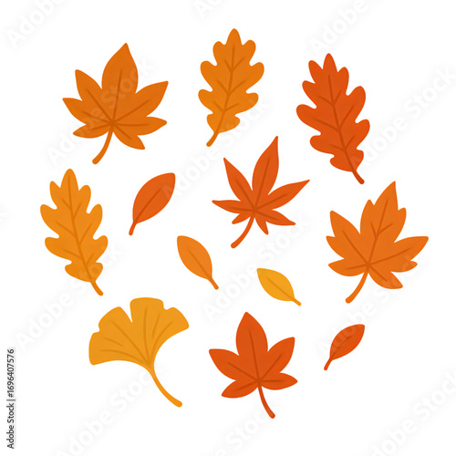 多様な秋の葉イラスト｜Variety of Autumn Leaves