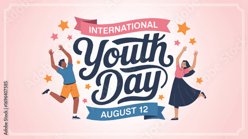 Celebrate International Youth Day on August 12th with this Vibrant Digital Illustration Featuring Joyful People