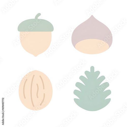 パステル秋の木の実セット｜Pastel Autumn Nuts Set