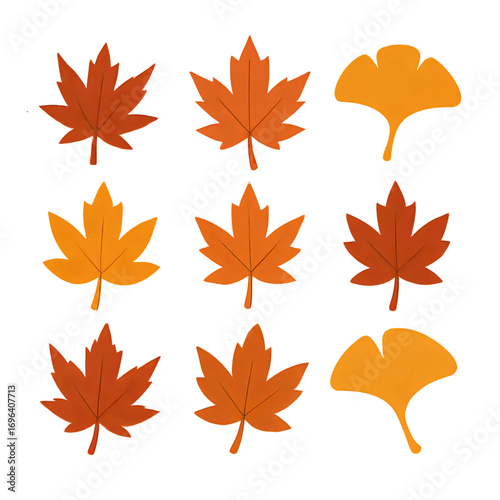 リアルな秋の葉アイコン｜Realistic Autumn Leaf Icons