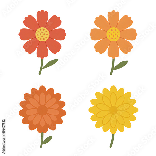 暖色系花アイコンセット｜Warm Tone Flower Icons Set