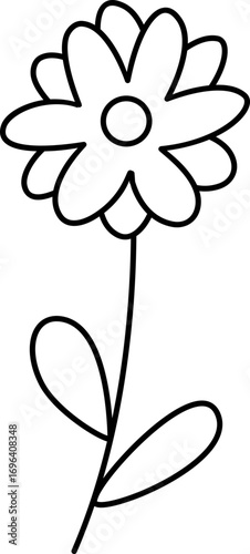 hand drawn flower, hand drawn plant with flower